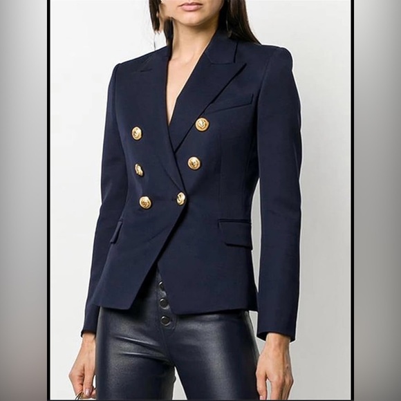 Viema Moda Paris Jackets & Blazers - ❤️HOST PICK❤️Blue and Gold Double-Breasted Blazer with Wide Lapels